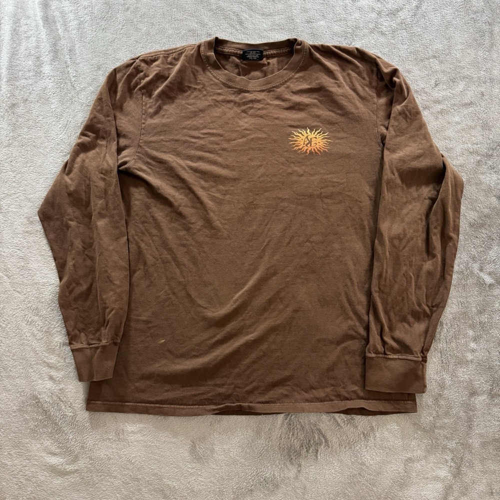 American Eagle Long Sleeve Shirt Mens L Brown Freeride Festival Y2K Vintage